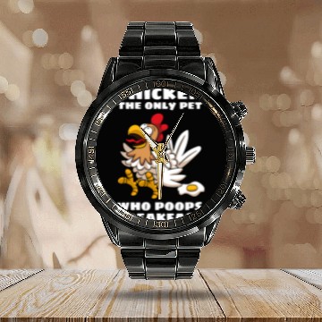 Discover Chicken Pet The Only Pet Who Poops Breakfast Fried Egg Humor Baseball Tees Calendar Steel Band Watch