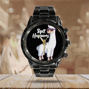 Discover Llama Pet Spit Happens Llama Alpaca Camelid Baseball Tees Calendar Steel Band Watch