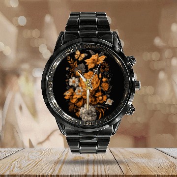 Discover vintages Flowers Floral Pressed Flower 220 Calendar Steel Band Watch