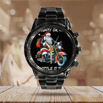 Discover Naughty or Nice Throttle It Twice Motorcycle Christmas 21 Calendar Steel Band Watch