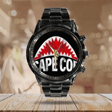Discover Shark Pet Teeth Cape Cod jawbone mens womens youth graphic Calendar Steel Band Watch