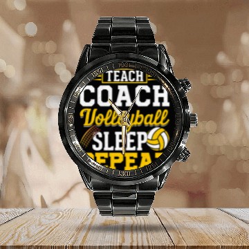 Discover Teach Coachs Volleyball Sleep Repeat Volleyball Coach Zip Calendar Steel Band Watch