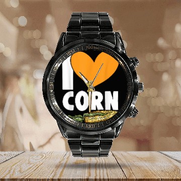 Discover I Love Corn Grain Kernel Maize Lover Corn Farmer 21 Calendar Steel Band Watch