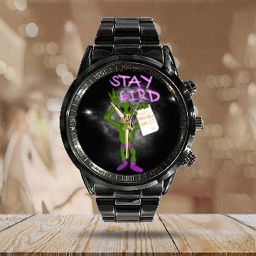 Discover Aliens UFO STAY WEIRD YOU WILL PROBE LIKE IT PROBABLY PUNS Calendar Steel Band Watch