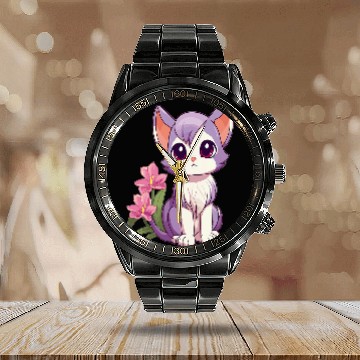 Discover Cute Cat Floral Designer Orchids Flower Lover Florist Baseball Tees Calendar Steel Band Watch