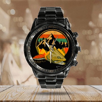 Discover Fishing Fun Retro Fly Fishings Gifts Mountain Brook Trout Baseball Tees Calendar Steel Band Watch