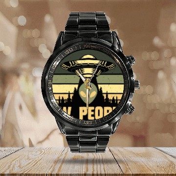 Discover Aliens UFO Ew People 2Ufo Baseball Tees Calendar Steel Band Watch