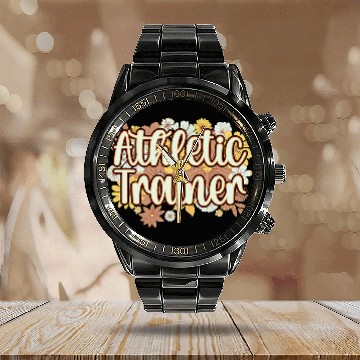 Discover Athletic Trainer Flowers Athletic Coach Zip Calendar Steel Band Watch