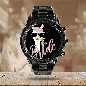 Discover Llama Pet Team Bride llama alpaca bachelorette party Calendar Steel Band Watch