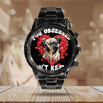 Discover Pug Dog Breed Pet Pug Obsessed Cant Resist Calendar Steel Band Watch