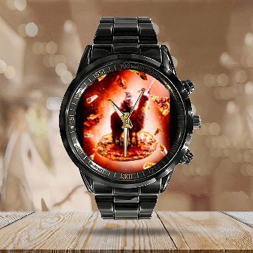 Discover Llama Pet Outer Space Cat Riding Llama Unicorns Pizza Baseball Tees Calendar Steel Band Watch