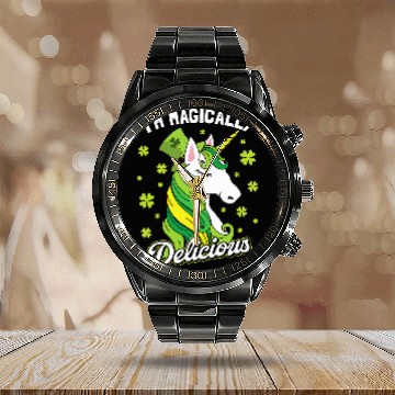 Discover Unicorn Pet Im Magically Delicious St Patricks Day Calendar Steel Band Watch