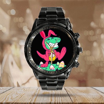Discover Chicken Pet TRex Easter Bunny Chick Egg Hunt Easter Day Hunt Calendar Steel Band Watch