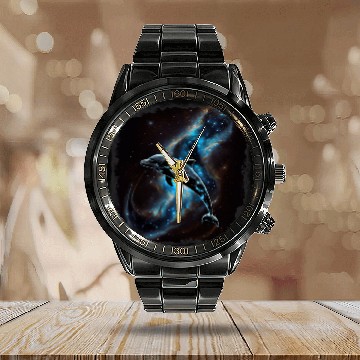 Discover Dolphin Pet Gift Awesome Galaxy Constellation Flying Space Baseball Tees Calendar Steel Band Watch