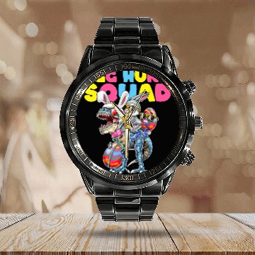 Discover Dinosaur Pet Egg Hunt Squad Easter Bunny Calendar Steel Band Watch
