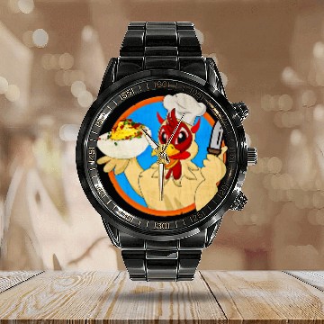 Discover Chicken Pet Deviled Eggs Devil Chicken Funny Holiday Food Cooking Calendar Steel Band Watch