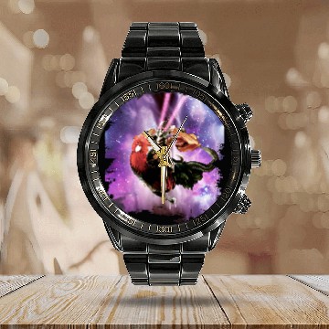 Discover Chicken Pet Tornado Cat Riding Chicken With Bacon Calendar Steel Band Watch