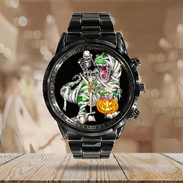 Discover Dinosaur Pet Skull Riding Dinosaur T rexs Mummy Scary Halloween Pumpkin Baseball Tees Calendar Steel Band Watch