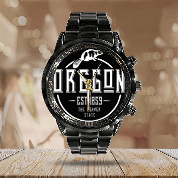 Discover Beaver Pet Oregon The Beaver State Est 1859 Stylish Art OR Pride Baseball Tees Calendar Steel Band Watch