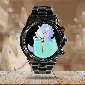 Discover Dinosaur Pet Marsupium Triceratops Baby Calendar Steel Band Watch