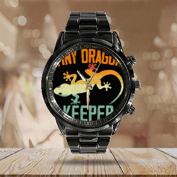 Discover Gecko Pet Tiny Dragon Keeper Reptile Leopard Gecko Lover Lizard 8 Baseball Tees Calendar Steel Band Watch