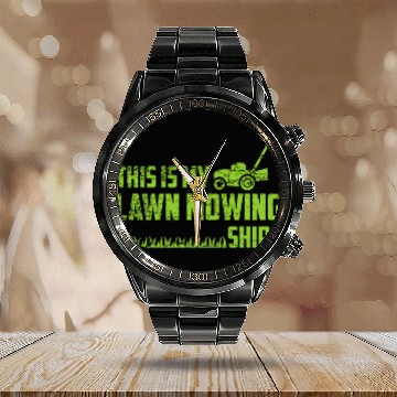 Discover Lawn Mower Fun Men Lawn Care Lawnmower Calendar Steel Band Watch