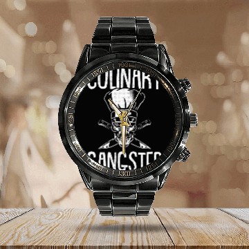 Discover Culinary Gangster Chef Kitchen Staff Baker Cook Ing Gift Baseball Tees Calendar Steel Band Watch