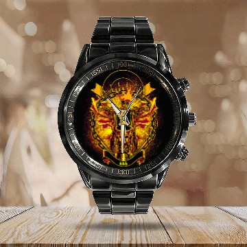 Discover Skull Rider Motorcycle vintages Classic Rock Music Gift Calendar Steel Band Watch