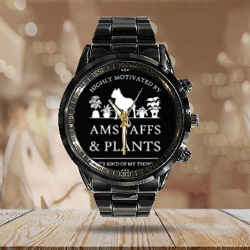 Discover Highly Motivated by AmStaffs cropped ears and Plants Baseball Tees Calendar Steel Band Watch