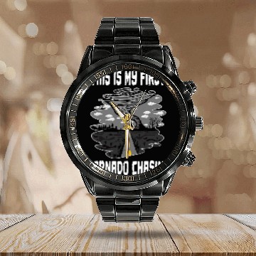 Discover This Is My First Tornado Chasing Hurricane Chaser Storm Zip Calendar Steel Band Watch