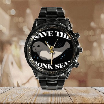 Discover Love Seals Save the Monk Seal Calendar Steel Band Watch