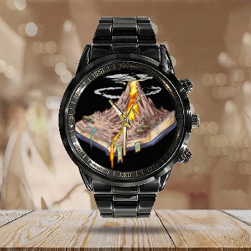 Discover Book Fun Volcano Fantasy Novel Books Book Reading Calendar Steel Band Watch