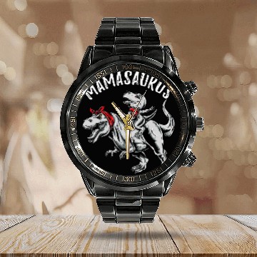 Discover Dinosaur Pet Mamasaurus Mama Saurus Dinosaur Family Zip Calendar Steel Band Watch