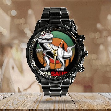 Discover Dinosaur Pet Papasaurus rexs Dad Papa Dinosaur TRex Papa Saurus 4 Calendar Steel Band Watch