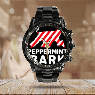 Discover Christmas Dog Peppermint Bark Afghan Hound Funny Calendar Steel Band Watch