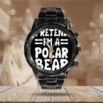 Discover Polar Bear Zoologist Specialist Biologist Expert Arctic Calendar Steel Band Watch