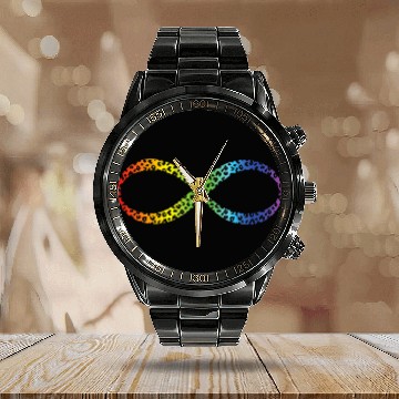 Discover Autism Puzzle Neurodivergent Awareness Infinity Rainbow Autism ADHD Calendar Steel Band Watch