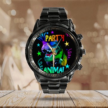 Discover Dinosaur Pet TRex Party Animal Calendar Steel Band Watch