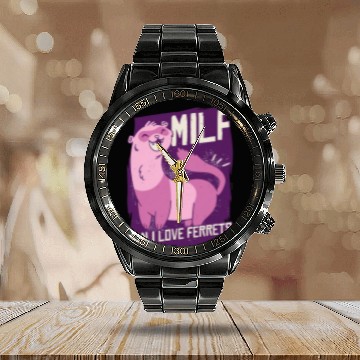 Discover Ferret Pet Man I Love Ferrets Weasel Ferret Calendar Steel Band Watch