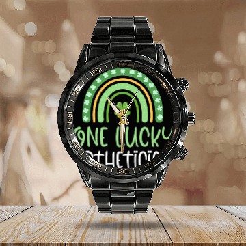 Discover One Lucky Esthetician Funny St  Patricks Day Aesthetician Baseball Tees Calendar Steel Band Watch