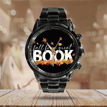 Discover Book Fun Librarian Library Bookwarm Fall For A Great Book National Zip Calendar Steel Band Watch