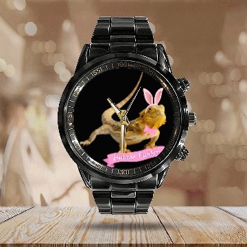 Discover Bearded Dragon Pet Easter Bearded Dragon Funny Spring Lizard Bearded Calendar Steel Band Watch