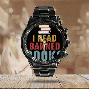 Discover Book Fun I Read Banned Books Week Librarian Freadom Reader Nerd 0 2 Zip Calendar Steel Band Watch