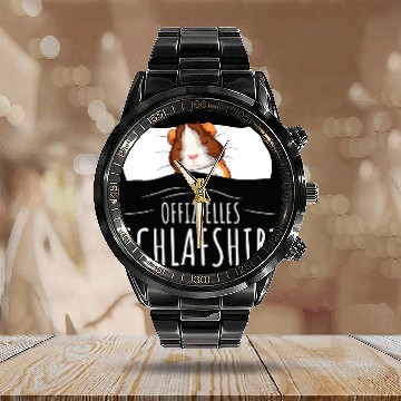 Discover Guinea Pig Pet Official Guinea Pig Sleep  3 Calendar Steel Band Watch