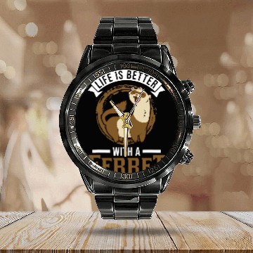 Discover Ferret Pet Life is better with a Ferret 4 Calendar Steel Band Watch