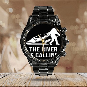 Discover Bigfoot Pet Kayak River Is Calling Kayaking Sasquatch Camping Calendar Steel Band Watch