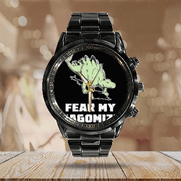 Discover Dinosaur Pet Fear My Thagomizer Cute Stegosaurus Dinosaur Rex Calendar Steel Band Watch