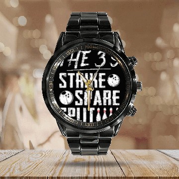 Discover Sport Bowling Strike Spare Split Bowling Baseball Tees Calendar Steel Band Watch
