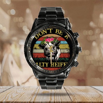 Discover Cow Pet Dont Be a Salty Calendar Steel Band Watch