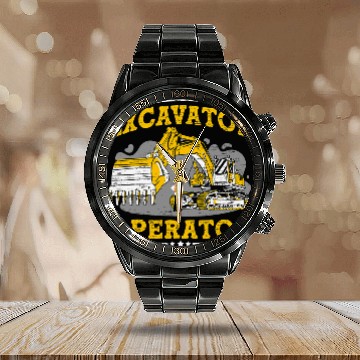 Discover Excavator Fun Operator Construction Worker Construction Site Digger Driver 1 Baseball Tees Calendar Steel Band Watch